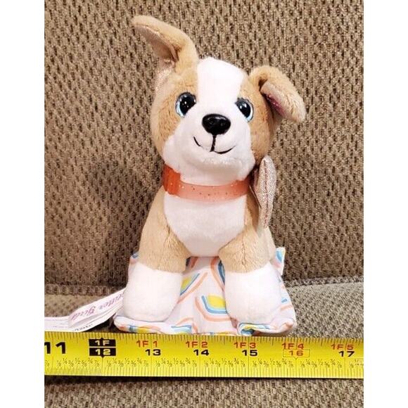 Glitter Girls Battat 5 Inch Brown White Dog Stuffed Animal Plush Toy On Pillow - Picture 7 of 11
